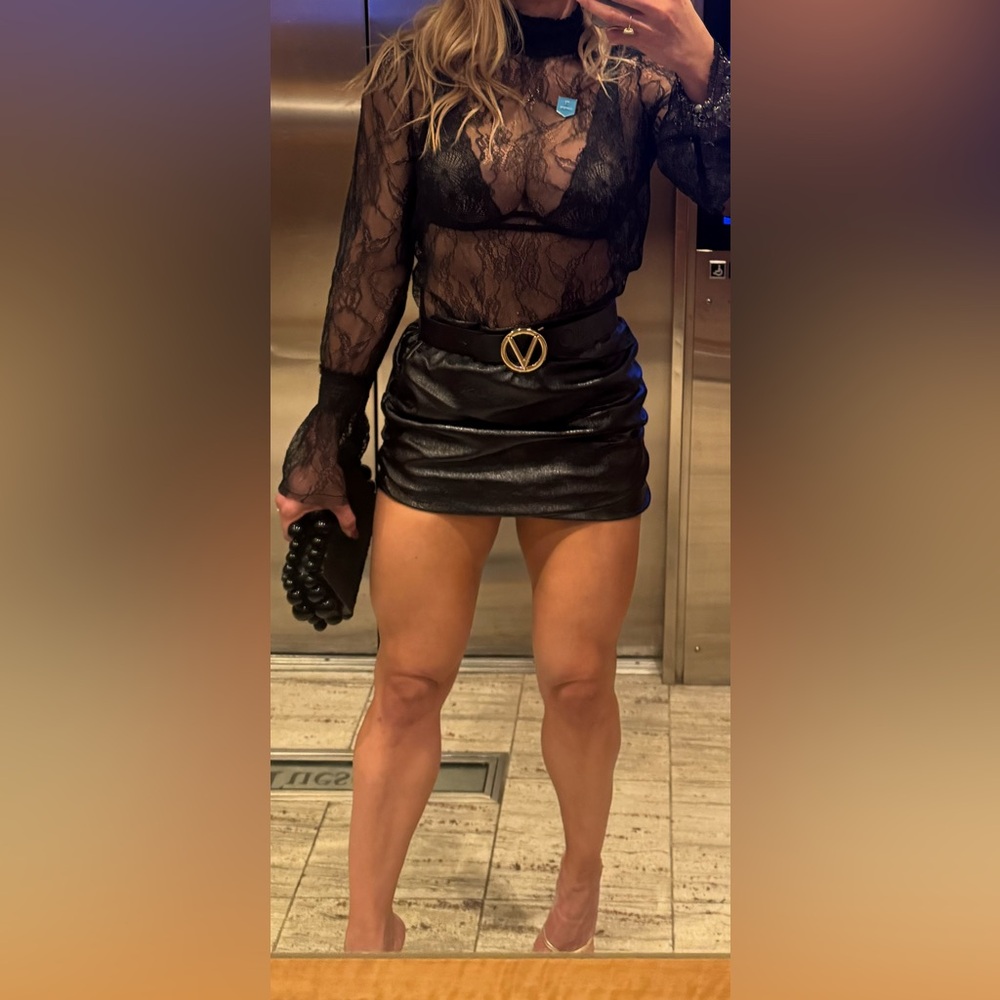 Black leather skirt